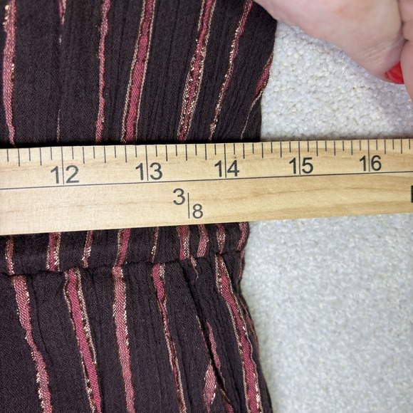 Ulla Johnson Brown Striped Metallic-Trim Ruffle Shoulder Jumpsuit - Picture 6 of 16